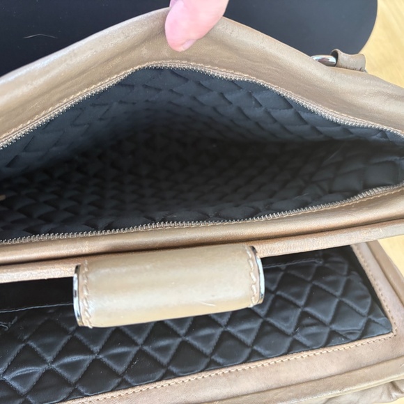 CHANEL Shoulder Bag, Tan/Taupe, Quilted Sides, Silver Chunky Chain - Picture 11 of 13